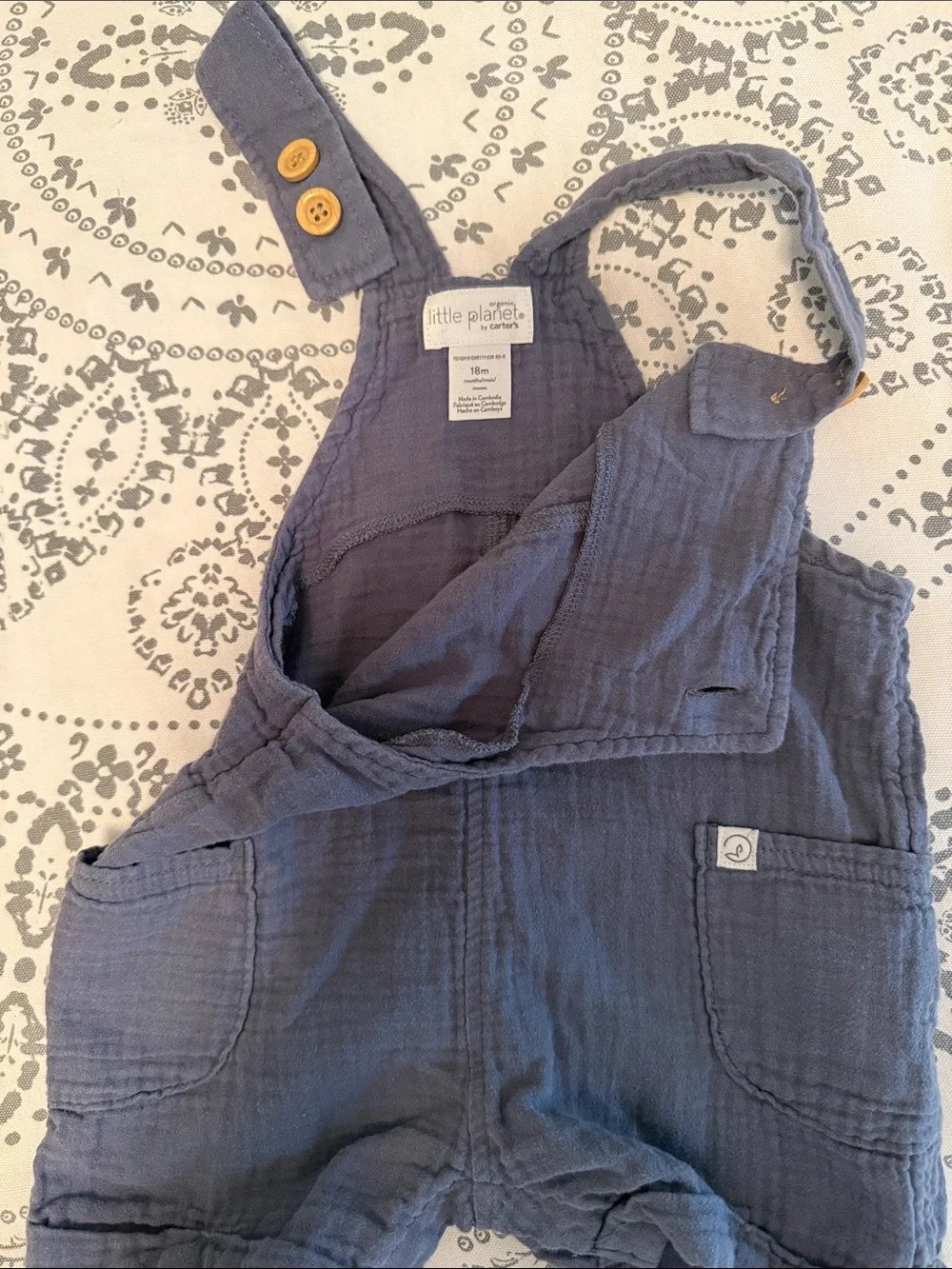 Toddler Navy Blue Cotton Overalls (Linen Inspired) - Size 18 Months